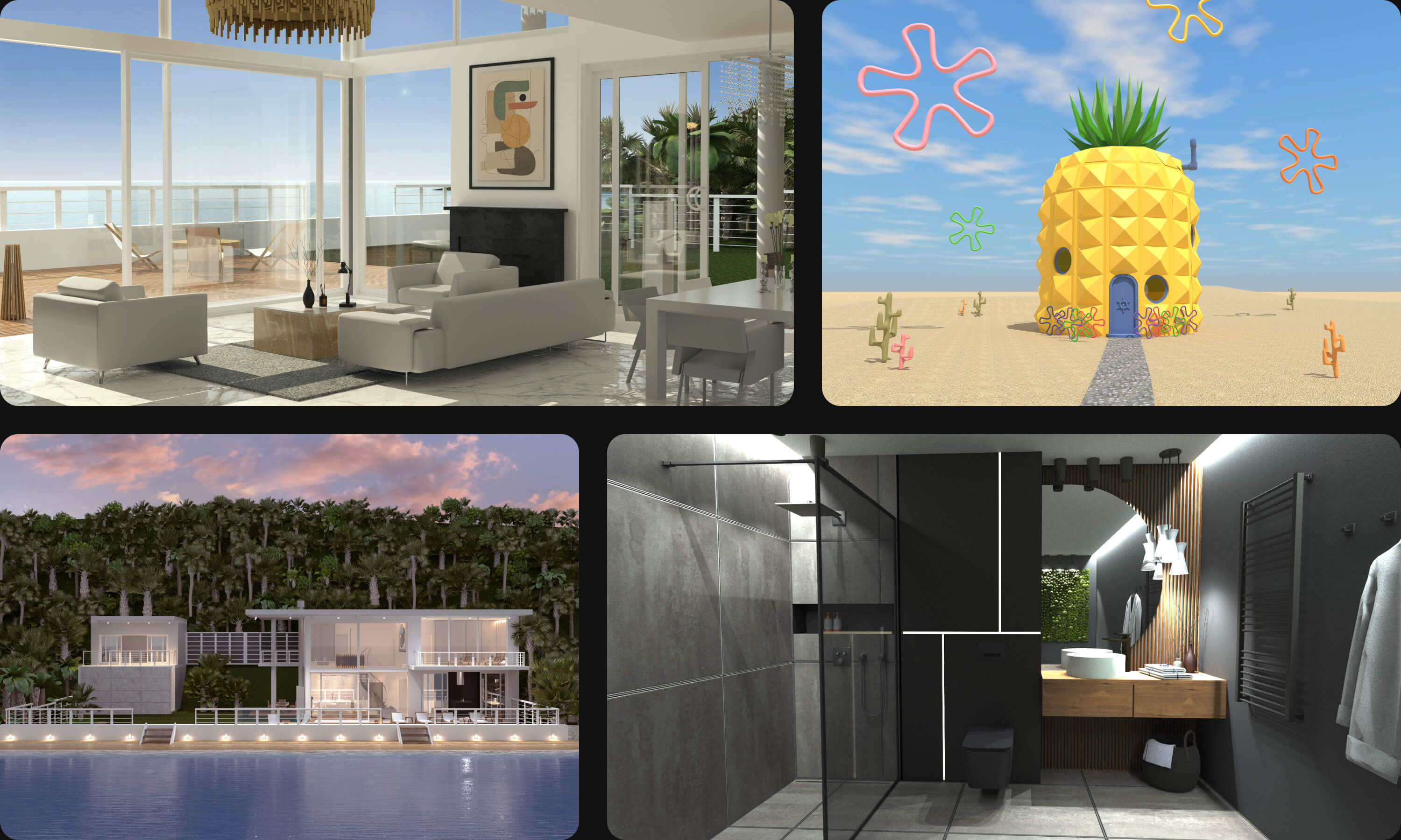 Samples of high resolution export in Live Home 3D for Android.