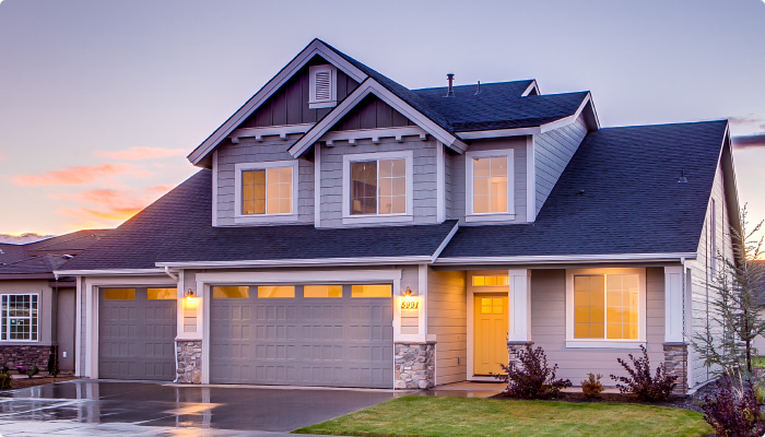 A beautiful house at dawn