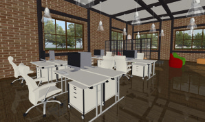 A loft office designed in Live Home 3D