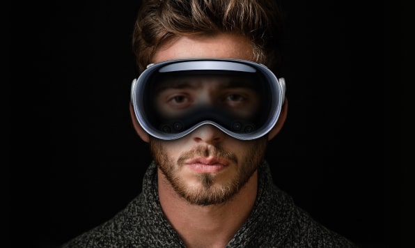 A young woman with a VR headset