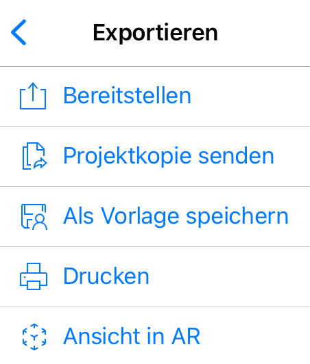 Befehl „Ansicht in AR“ im Menü „Exportieren“.