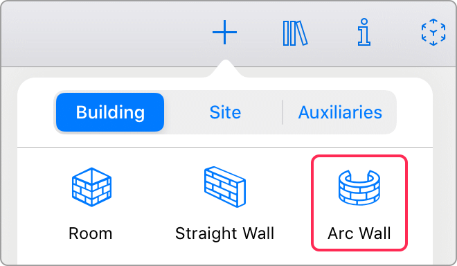 The Arc Wall tool in the toolbar