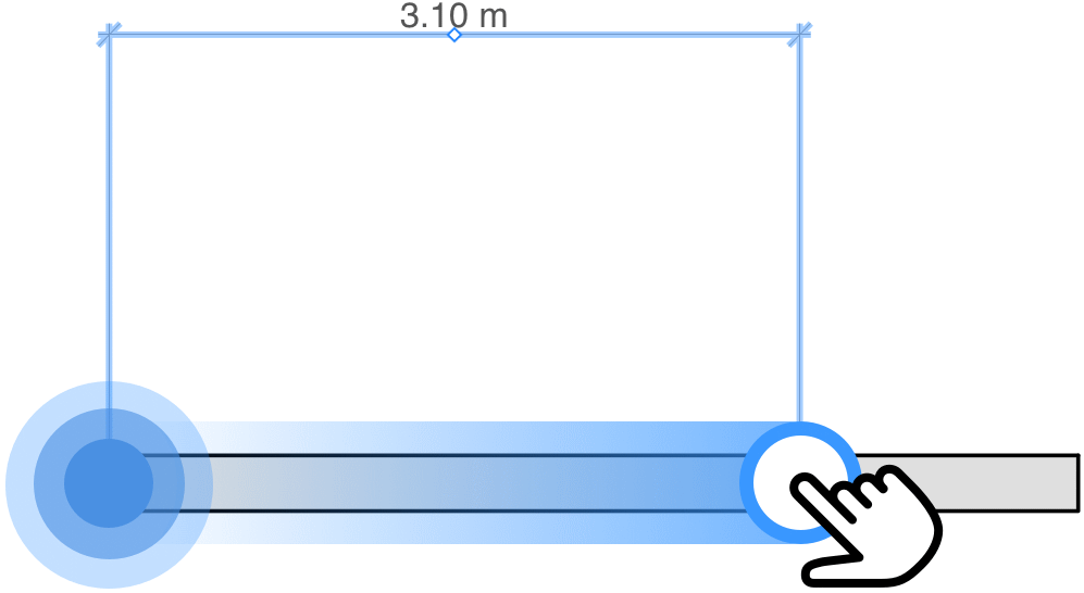 Move a handle of the dimension to adjust it.