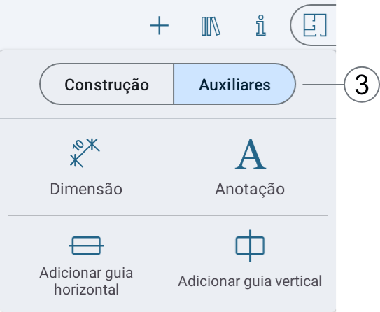 Tools to add text, dimensions and guide lines.