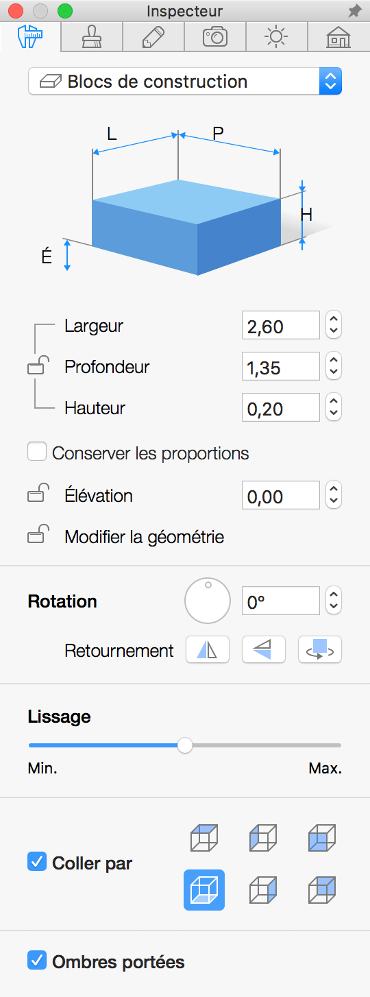 Paramètres de bloc de construction