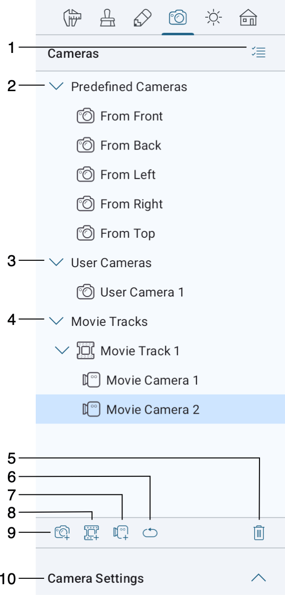 Camera Properties tab of the Inspector