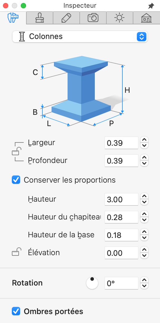 Paramètres des colonnes