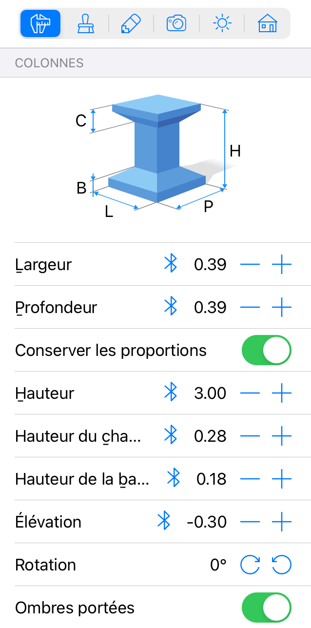 Paramètres des colonnes