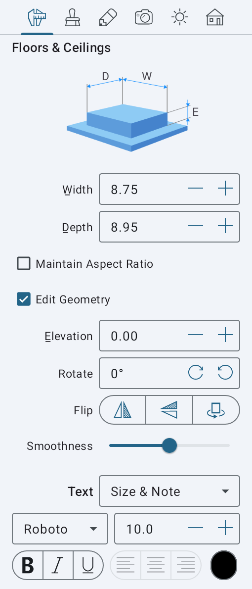 Floor and ceiling parameters