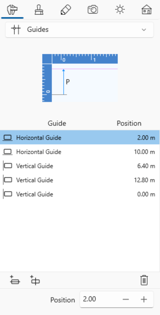 The list of guidelines in the Inspector