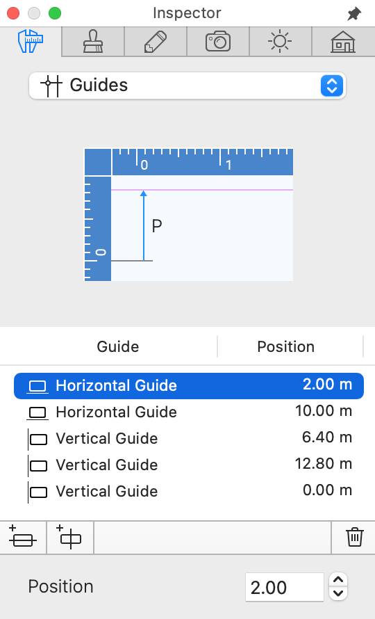 The list of guidelines in the Inspector