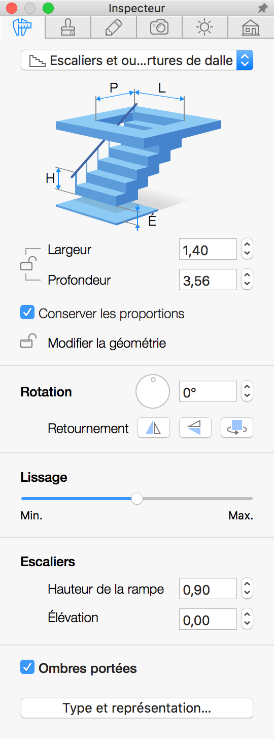 Propriétés des ouvertures de dalle