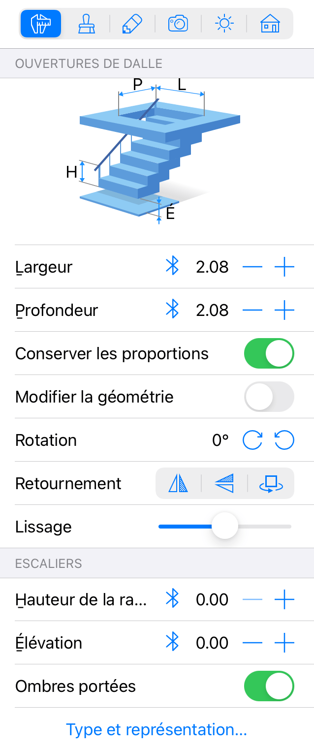Paramètres Escalier