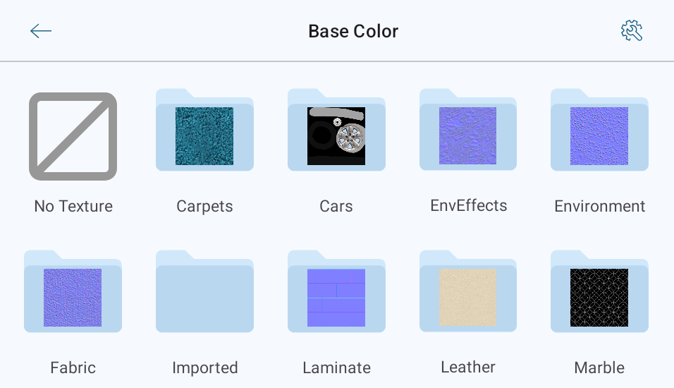 The contents of the texture library.