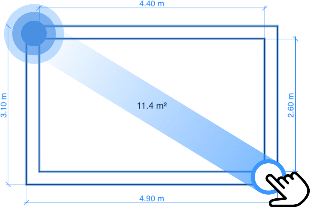 Drawing a room with the Room tool