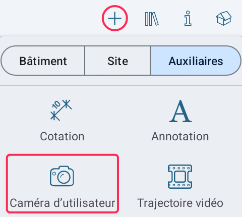 Camera tool in the toolbar