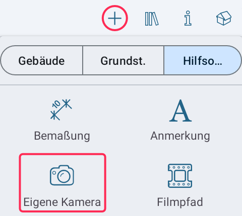 Camera tool in the toolbar